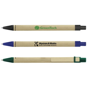 Custom 55064 Ecol Retractable Pen, Barrel - 100% Post Consumer Recycled Materials, Clip - Wood