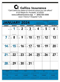 Custom Triumph Calendars 6104 Blue & Black Contractor's Memo (13-Sheet) Calendar