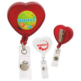 Custom 65066 Caring Heart Retractable Badge Holder, Plastic, Metal, Nylon