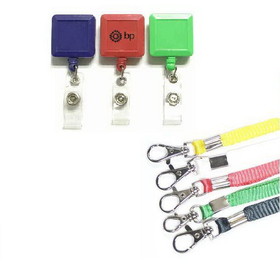 Custom Square Retractable Badge Holder with Lanyard, 1 1/4"