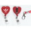 Custom Heart Shape Retractable Badge Holder with Lanyard, 1 1/2" X 1 1/2", Price/each