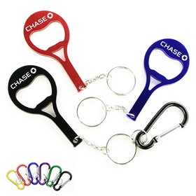 Custom Tennis Racket Shape Bottle Opener Key Chain, 3 1/8" X 1 1/2"