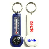 Custom Compass and Thermometer Keychain, 3 1/6