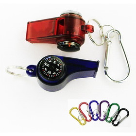 Custom Whistle with Compass Thermometer Key Chain, 2 1/4" X 1 1/4"