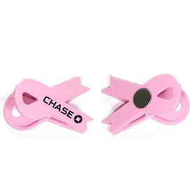 Custom Jumbo Size Pink Ribbon Magnetic Memo Clip Holder, 3 3/32" X 2"