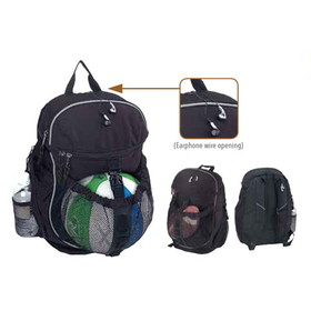Custom Nissun Cap BP1135 Black "Expedition" Backpack, 600D Polyester/Rip-Stop Nylon - Embroidery