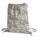 Blank Nissun Cap BP1138 Digital Camo Drawstring Backpack, 600D Polyester w/ Vinyl Backing - Digital Gray Camo