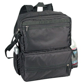 Custom Nissun Cap BP2119 Black Foldable Backpack, 70D Nylon w/ PU - Embroidery