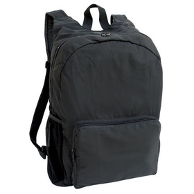 Custom Nissun Cap BP2122 Black Foldable Backpack, 230D Nylon - Screen Print