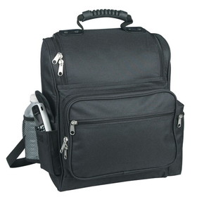 Custom Nissun Cap BPC1134 Black Deluxe Laptop Backpack, 600D Polyester - Screen Print