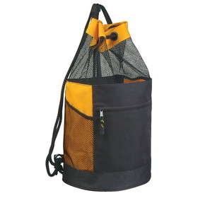 Custom Nissun Cap DT1112 Drawstring Mesh Backpack, 600D Polyester w/ Nylon Mesh - Screen Print