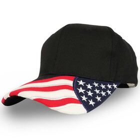 Custom Nissun Cap FLAG-B USA Flag on Bill, 100% Light Weight Brushed Cotton