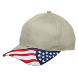 Blank Nissun Cap FLAG-B USA Flag on Bill, 100% Light Weight Brushed Cotton