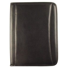 Blank Nissun Cap OGR7103 Zippered Padfolio, Leatherette - Black
