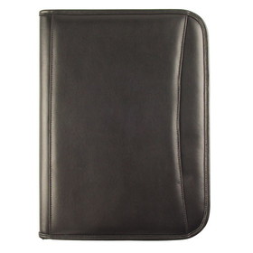 Blank Nissun Cap OGR7104 Zippered Padfolio, Leatherette - Black