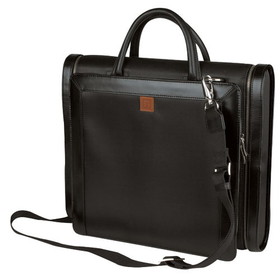 Blank Nissun Cap PFC1159 Manhattan Compu Brief Case, Satin Polyester w/ Leather Trim & Handle - Black