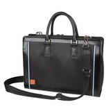 Custom Nissun Cap PFC1162 Black Cosmopolitan Compu Briefcase, Satin Polyester w/ Leather Trim & Handle - Screen Print