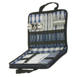 Custom Nissun Cap PIC1121 Picnic Carry Case For Four, 600D Two Tone Polyester - Navy - Embroidery