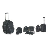 Blank Nissun Cap RBP1141 Deluxe Rolling Twin-Backpack, 600D Two Tone Polyester - Black