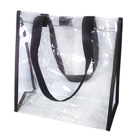 Custom Nissun Cap ST3121 12" x 12" x 6" Clear Shopping Tote Bags - Embroidery