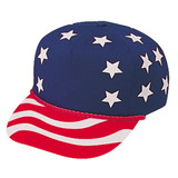 Custom Nissun Cap USA-5 Usa Stars & Stripes Cap - Red/White/Blue - Screen Print