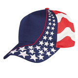 Custom Nissun Cap US-FLAG-5 USA Flag Cap, 5 Panel - Red/White/Blue - Screen Print