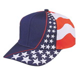 Custom Nissun Cap US-FLAG-6 USA Flag Cap, 6 Panel - Red/White/Blue - Screen Print