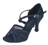 Stephanie Black Satin / Mesh Dance Shoes - 12005-15