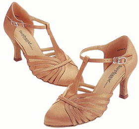 Stephanie Dark Tan Satin Dance Shoes - 15015-65