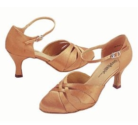 Stephanie Dark Tan Satin Dance Shoes - 15016-65