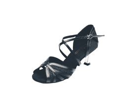 Stephanie Leather/Glitter Open Toe Dance Shoes
