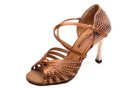 Stephanie Black Satin/Rhinestone Crystal Series Women's Dance Shoes - 2090-15