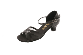 Go Go Dance 1.3" Black Leather / Mesh Dance Shoes - GO7230