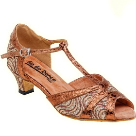 Go Go Dance GO Social 7302 / 1.3" Bronze Leather - Bronze Scale Dance Shoes