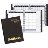 Custom EMB-33 Monthly Desk Planners, Continental Vinyl Covers, 9 x 11 inch, Wire-Bound