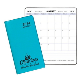 Custom MB-10 Monthly Pocket Planners, Technocolor Covers, 3 1/2 x 6 1/2 inch, Saddle-Stitched