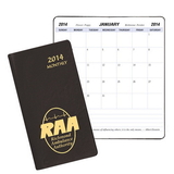 Custom MB-13 Monthly Pocket Planners, Continental Vinyl Covers, 3 1/2 x 6 1/2 inch, Saddle-Stitched