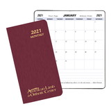 Custom MB-1A Monthly Pocket Planners, Shimmer Covers, 3 1/2 x 6 1/2 inch, Saddle-Stitched