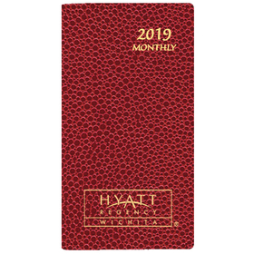 Custom MB-1C Monthly Pocket Planners, Cobblestone Covers, 3 1/2 x 6 1/2 inch, Saddle-Stitched