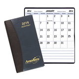 Custom MBL-17 Large Print Monthly Pocket Planners, Carriage Vinyl Covers, 3 1/2 x 6 1/2 inch, Saddle-Stitched