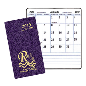 Custom MBL-1C Large Print Monthly Pocket Planners, Cobblestone Covers, 3 1/2 x 6 1/2 inch, Saddle-Stitched