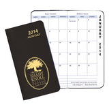 Custom MBU-11 Monthly Pocket Planners, Leatherette Covers, 3 1/2 x 6 1/2 inch, Saddle-Stitched