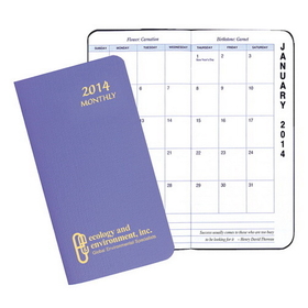 Custom MBU-14 Monthly Pocket Planners, Twilight Covers, 3 1/2 x 6 1/2 inch, Saddle-Stitched