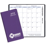 Custom MBU-15 Monthly Pocket Planners, Frosted Vinyl Covers, 3 1/2 x 6 1/2 inch, Saddle-Stitched