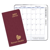 Custom MBU-1A Monthly Pocket Planners, Shimmer Covers, 3 1/2 x 6 1/2 inch, Saddle-Stitched