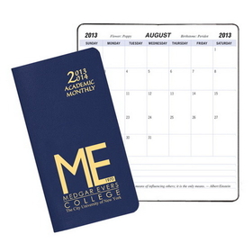 Custom SMB-11 Academic Monthly Planners, Leatherette Academic Monthly Pocket, 3 1/2 x 6 1/2 inch, Saddle-Stitched