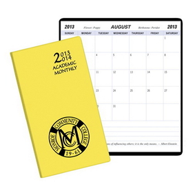 Custom SMB-13 Academic Monthly Planners, Continental Vinyl Academic Monthly Pocket, 3 1/2 x 6 1/2 inch, Saddle-Stitched