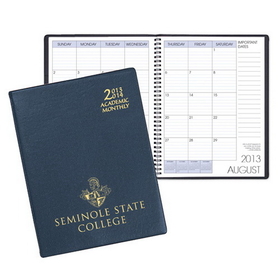 Custom SMB-33 Academic Monthly Planners, Continental Vinyl Academic Monthly Desk, 8 1/2 x 11 inch, Wire-Bound