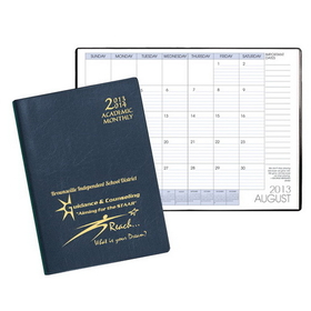 Custom SMB-63 Academic Monthly Planners, Continental Vinyl Academic Monthly Desk, 7 x 10 inch, Saddle-Stitched