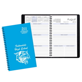 Custom SWB-20 Academic Weekly Planners, Technocolor Academic Weekly Desk, 5 1/2 x 8 1/2 inch, Wire-Bound